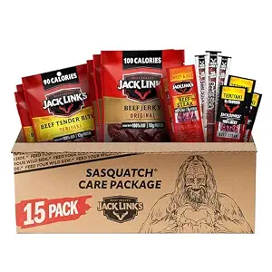 Jack Link's Beef Jerky Variety Pack Gift Basket - 15 Pack - Assorted Jerky, Steaks, and Meat Sticks - Ready to Eat Protein Snacks - Made with 100% Real Beef