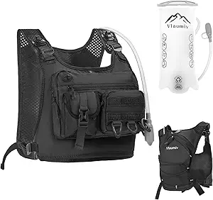 Running Vest with 2L Water Bladder, Hydration Backpack with Adjustable Straps, Lightweught & Breathable Design, Reflective Chest Pack for Men & Women, Ideal for Running and Cycling