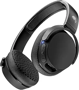 Skullcandy Riff Wireless 2 On-Ear Bluetooth Headphones, Up to 34 Hrs Battery, Foldable Lightweight Design, Convenient for Travel with Included 3.5mm AUX Cable, Microphone for iPhone Android - Black