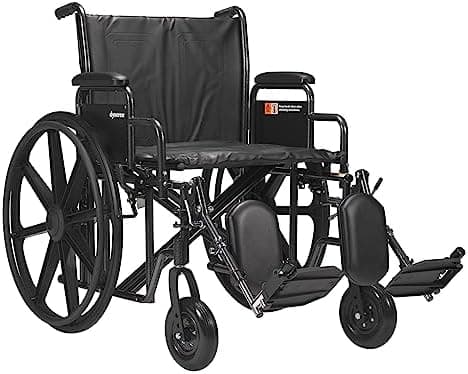 Dynarex 10234 DynaRide Heavy Duty Wheelchair with Detach Desk Arm ELR, Silver Vein, 24" x 18" Seat Size, 53.5" Length, 32.7" Width, 36.2" Height