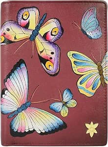 Anuschka Women’s Original Genuine Leather Hand-Painted RFID Organizer - Fabulous Flutter Ruby