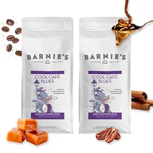 BARNIE'S COFFEE TEA CO. Ground with Caramel Maple Pecan and Cinnamon Rum Flavors, Medium Roasted Arabica Beans, Gluten Free, Cool Café Blues, 12 oz Bag (Pack of 2)