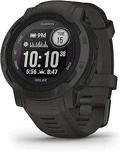 Garmin Instinct 2 Solar, Smaller-Sized Rugged Outdoor Watch with GPS, with Solar Charging Capabilities, Built for All Elements, Multi-GNSS Support, Tracback Routing and More, Graphite
