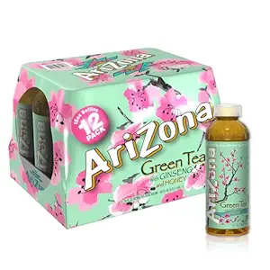 Arizona Green Tea with Ginseng and Honey - 16 Fl Oz (Pack of 12)