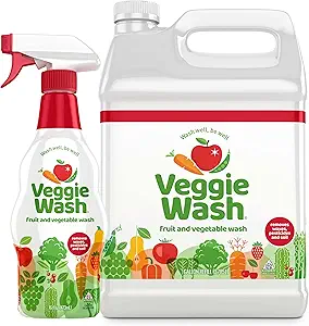 Veggie Wash Fruit & Vegetable Wash, Produce Wash and Cleaner Bundle Pack - 16 oz. Spray and 1 Gallon Refill, Packaging May Vary