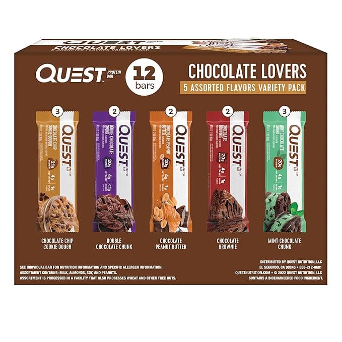 Quest Nutrition Chocolate Lovers Variety Pack, High Protein, Low Carb, Gluten Free, Keto Friendly, 12 Count