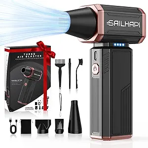 Compressed Air Duster 300000RPM, High-Speed Cordless Blower for Barber with Variable Speed, Electric Dust Blower for Keyboard, Car, Computer, Hair Cut, Replaces Canned Air, Gifts for Men