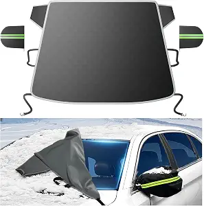 DooGooCoo [Upgraded] 7-Layer Car Windshield Snow Cover, [Efficient Winter Protection] Against Snow, Ice, Frost and Water, [Military-Grade Durable] Universal Fit for Cars, SUVs, and Trucks-Large