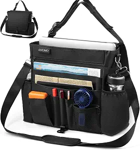 LUCMO Car Seat Organizer with Tablet and Laptop Compartment, Multiple Pockets Truck Front Seat and Backseat Organizer, Portable Large Capacity Office Bag with Adjustable Strap and Hardened Buckles