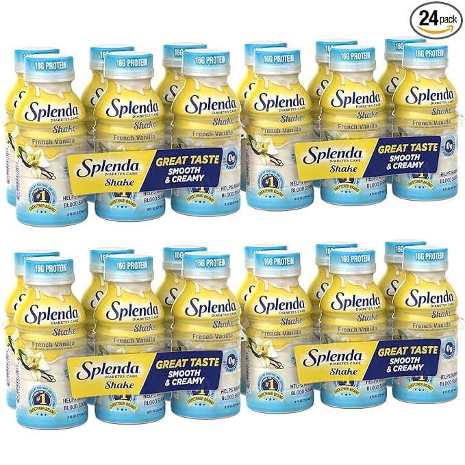 SPLENDA Diabetes Care Shakes - Meal Replacement Shake, French Vanilla, 8 Fl Oz (Pack of 24)