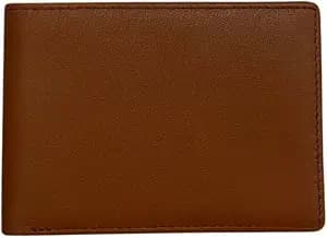 Slim Bifold Wallet, Genuine Leather, Multiple Card Slots, Brown