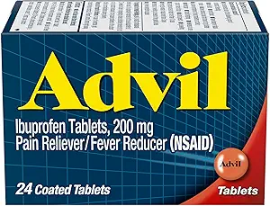 Advil Pain Reliever and Fever Reducer, Ibuprofen 200mg for Pain Relief - 24 Coated Tablets