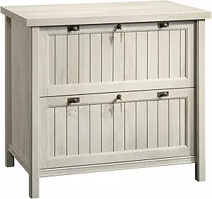 Sauder Costa 2 Drawer Lateral File Cabinet with Lock for Home Office, in Chalked Chestnut