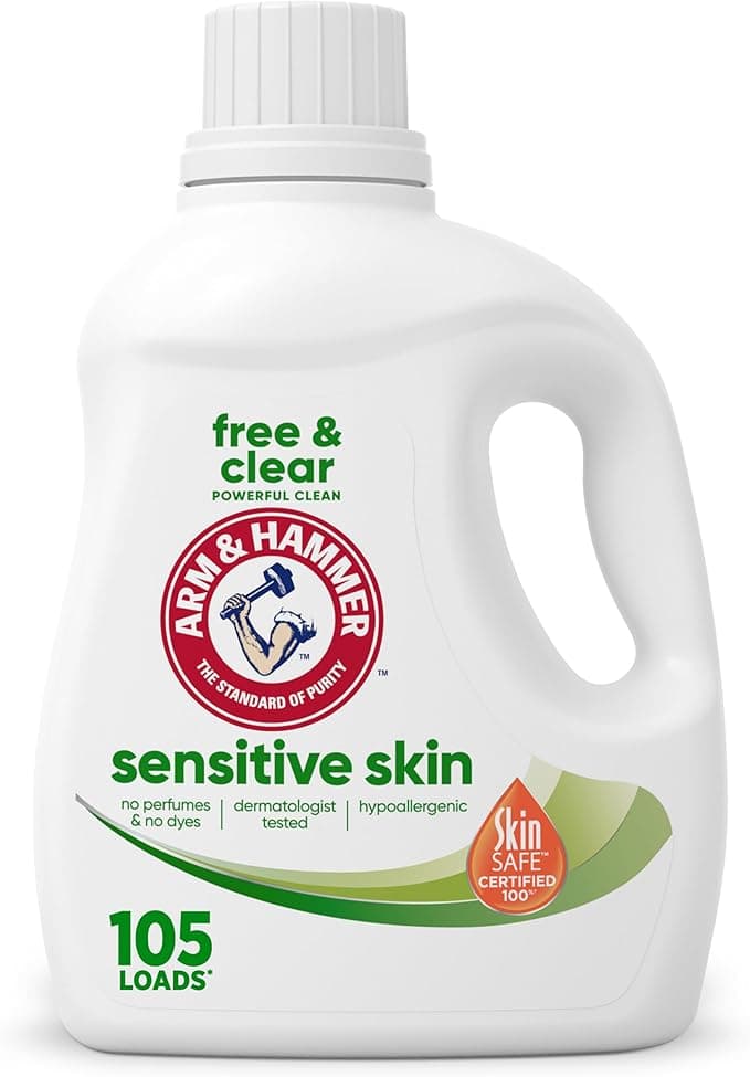 ARM &amp; HAMMER Sensitive Skin Free &amp; Clear Liquid Laundry Detergent, 105 fl oz, 105 Loads
