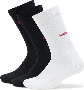 HUGO Men's 3-pack Embroidered Ribbed Socks