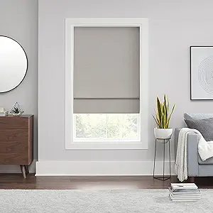 Eclipse Kylie Total Privacy Blackout Cordless Lined Window Roman Shade for Living Room, 35 in x 64 in, Grey
