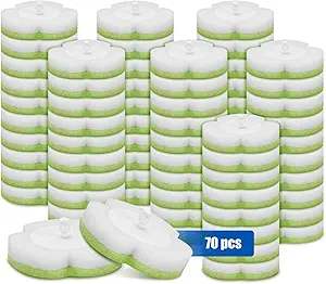 Toilet Wand Refills, 70 Pack Disposable Toilet Brush Replacement Heads, Toilet Bowl Cleaner Refill Sponge Pads for Bathroom Cleaning