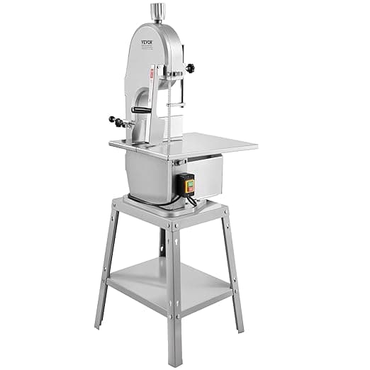 VEVOR Electric Meat Saw, 1800W Stainless Vertical Cutter, 19.1"x15" Workbench, 7.09" Cutting Thickness, Includes 5 Blades for Slicing Frozen Meat, Pork, Beef, and Ribs