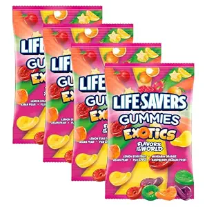 LIFE SAVERS Exotics Gummy Candy, 7 oz Bag (Pack of 4)