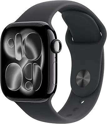 Apple Watch Series 11 [GPS 42mm] Smartwatch with Jet Black Aluminum Case with Black Sport Band - S/M. Sleep Score, Fitness Tracker, Health Monitoring, Always-On Display, Water Resistant