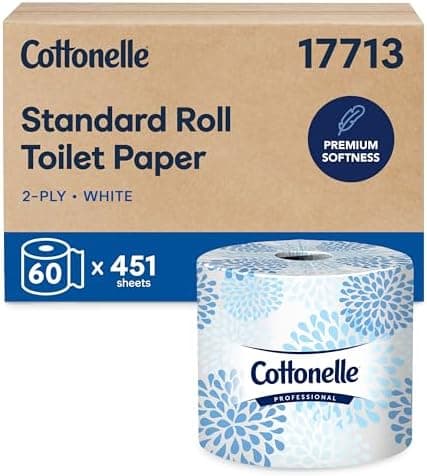 Cottonelle Professional Standard Roll Bulk Toilet Paper (17713), 2-Ply, White (60 Rolls of 451 Sheets, 27,060 Sheet Total)