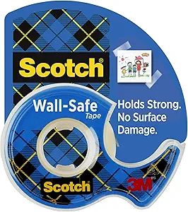 Scotch Wall-Safe Tape, 1 Dispenser Roll, Removable Wall Safe Tape, for Hanging Photos, Art, Décor, 3/4 in x 650 in