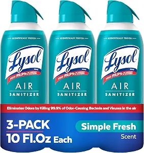 Lysol Air Sanitizer Spray, Air Freshener Alternative, Simple Fresh 3-Pk