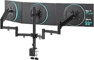 WALI Triple Monitor Mount for 13-32 inch Screens, up to 17.6 lbs per Arm | Adjustable 3 Monitor Desk Mount with Swivel, Tilt, Rotation, Triple Monitor Stand for Desk, VESA 75/100mm (GSDM003), Black