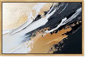 Art Remedy Minimalist Abstract Canvas, 15" x 10", Gold Frame, Forces III