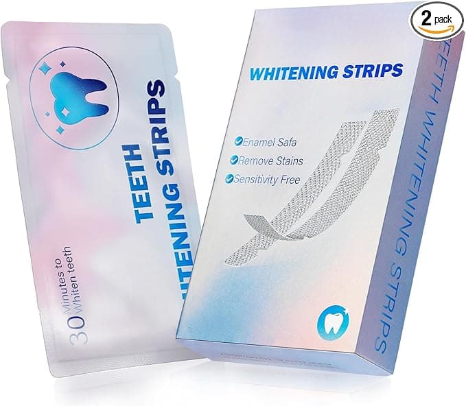 Teeth Whitening Strips - Non-Slip Dry Strip Technology - Vegan - Safe for Enamel - Suitable for Smoke, Food, Wine, Coffee, and More