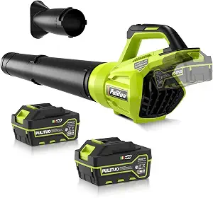 PULITUO Leaf Blower Cordless, 500CFM/ 125MPH Lightweight Cordless Blower with 2X 4.0 Batteries and Fast Charger, Variable Speed Battery Leaf Blowers for Lawn Care, Leaves, Grass, Patio, Yard
