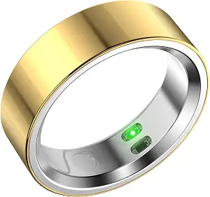 RQZ Smart Ring Health Fitness Tracker for Men and Women,Gold Size 9