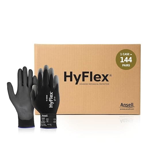 Ansell HyFlex 11-600 Vend Pack Industrial Gloves - Size 9, Black (Case of 144)