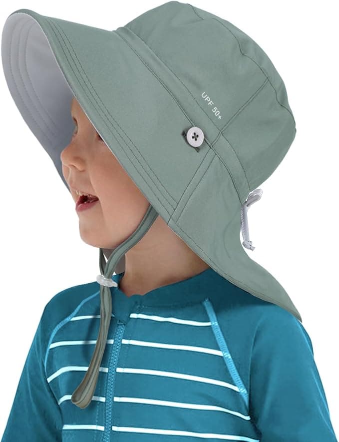 Toddler Kids Sun Hat UPF 50+ UV Protection, Summer Beach Hat with Neck Flap Wide Brim Swim Hat for Girls Boys