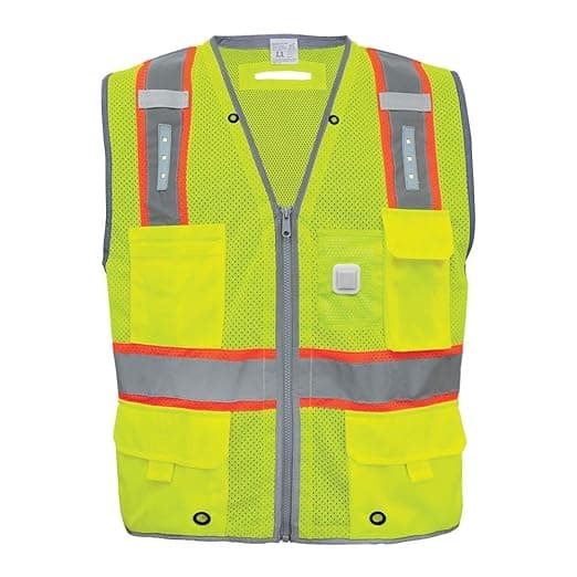 Global Glove GLO-15LED - FrogWear HV - Premium High-Visibility Surveyors LED Safety Vest - 5X-Large