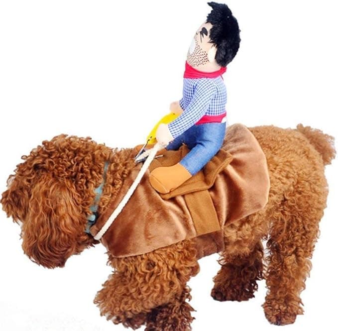 ISMARTEN Cowboy Rider Dog Costume for Dogs Outfit Knight Style with Hat Pet Costume for Halloween Day (Small)