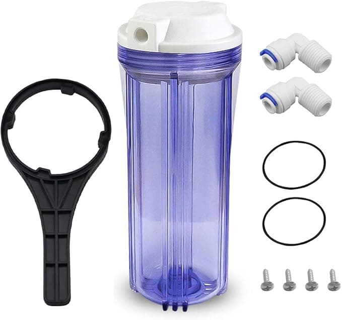 Geekpure 10 Inch Reverse Osmosis Water Filter Housing for RO Filtration System -1/4&quot; Port-2.5&quot; x 10&quot;-Clear