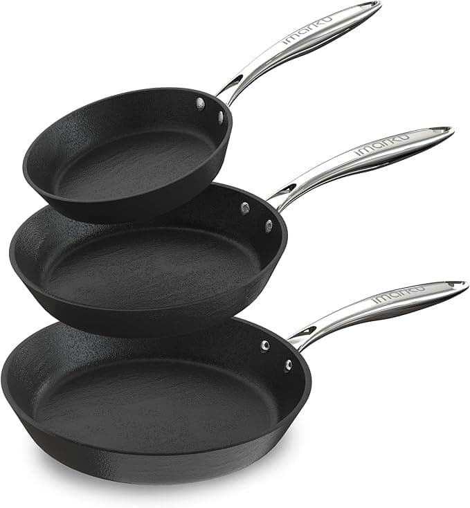 imarku Nonstick Frying Pan Skillets, 8+10+12 inch Omelette Pan with Stay Cool Handle, Healthy Cooking Frying Pan, Free of PFAS PFOA PTEE, Oven/Dishwasher Safe, Compatible with All Cooktops