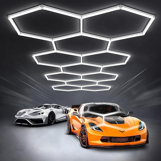 Hexagon Garage Lights, 50 Pack Super Bright Honeycomb Workspace Lighting 700W 105000LM 5000K, 11 HEX Commercial-Grade Ceiling Lights for Shop Gym Garage Workshop Basement Warehouse