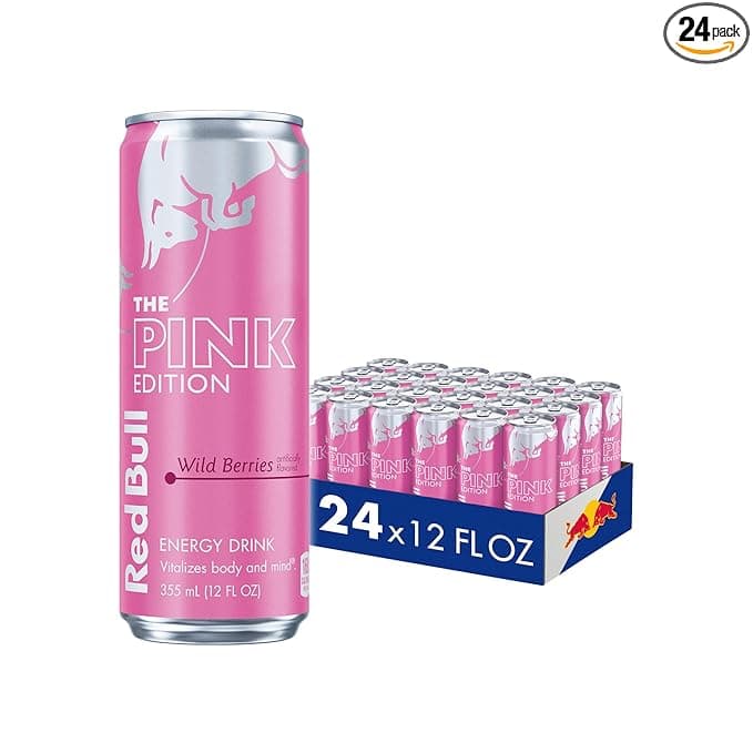 Red Bull Wild Berries, Pink Edition, with 114 mg Caffeine plus Taurine &amp; B Vitamins, 12 Fl Oz, Pack of 24 Cans