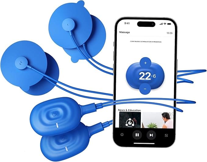 Therabody PowerDot 2.0 Duo - Stim TENS Unit for Pain Relief - Bluetooth Electrical Muscle Stimulation Device, 2 Smart Wireless NMES &amp; TENS Pods for Muscle Pain, PMS and Menstrual Period Cramps (Blue)