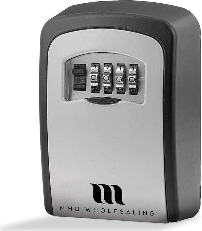 Key Lock Box for Keys with Code with Cards Holder &amp; Flash Drives, Lockbox for Keys Outdoor, Wall Mounted, Safe Box &amp; Key Storage Box for House Keys, Waterproof Key Box with Resettable Code for Offices