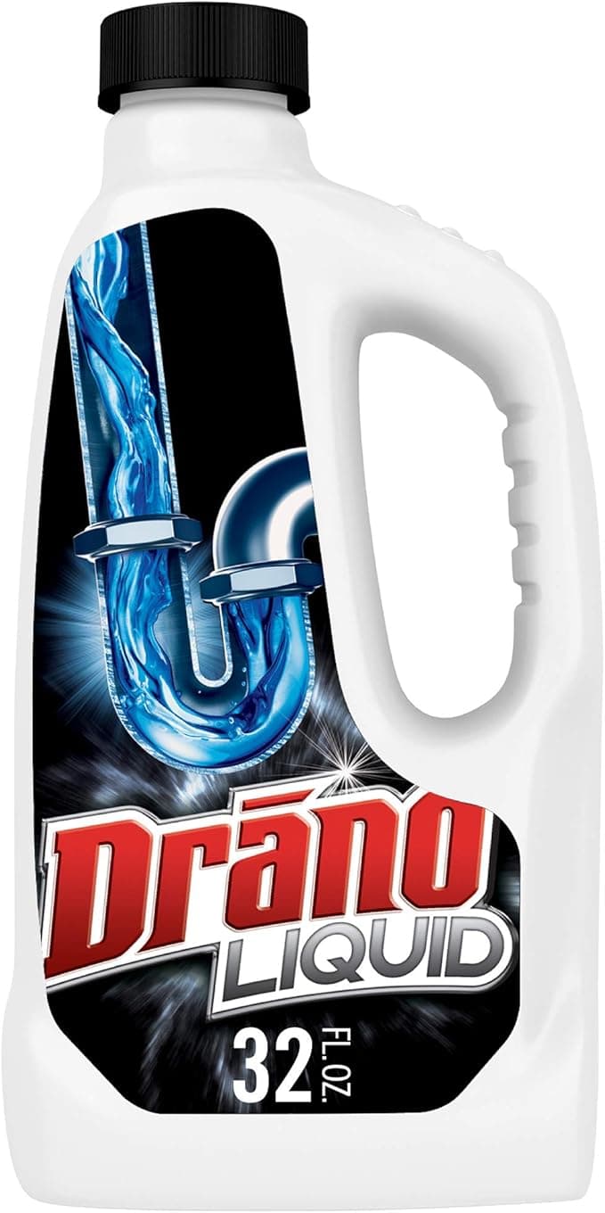 Drano Liquid Drain Clog Remover and Cleaner for Shower or Sink Drains Unclogs and Removes Hair Soap Scum Blockages, Multi, 32 Fl Oz