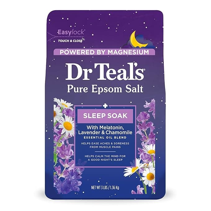 Dr Teal&#x27;s Pure Epsom Salt Soak, Sleep Blend with Melatonin, Lavender &amp; Chamomile Essential Oils, 3 lbs