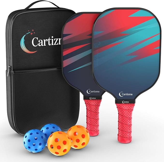 Pickleball Paddles, USAPA Standard Fiberglass Surface Pickleball Set with 2 Pickleball Rackets,4 Pickleball Balls,1 Portable Carry Bag, Pickle Ball Paddle Set ​for Men &amp; Women