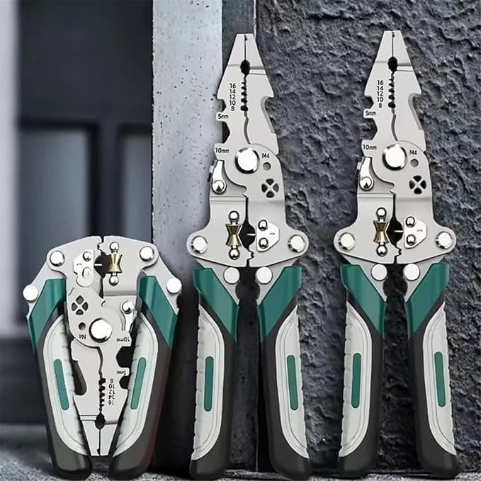 Collapsible Wire Stripping Pliers Multi Function Electrician Tool with Crimping, Cutting, and Wrench Features, Compact Foldable Design for Easy Storage