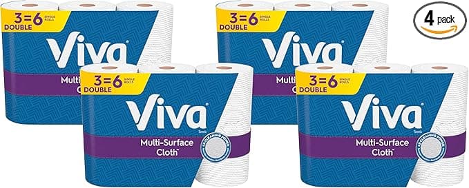 Viva Multi-Surface Cloth Paper Towels, 3 Double Rolls, 110 Sheets Per Roll (Pack of 4)