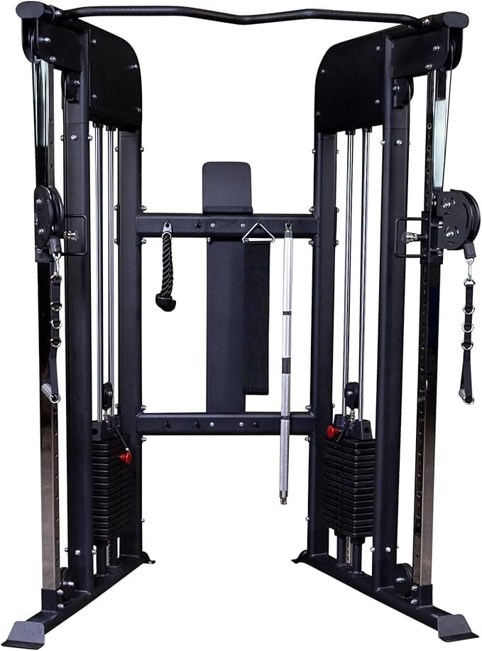 Body-Solid Functional Trainer Dual Weight Stacks, Adjustable Swiveling Pulleys, Integrated Chinning Bar, Cable Workout Machine for Home Gym