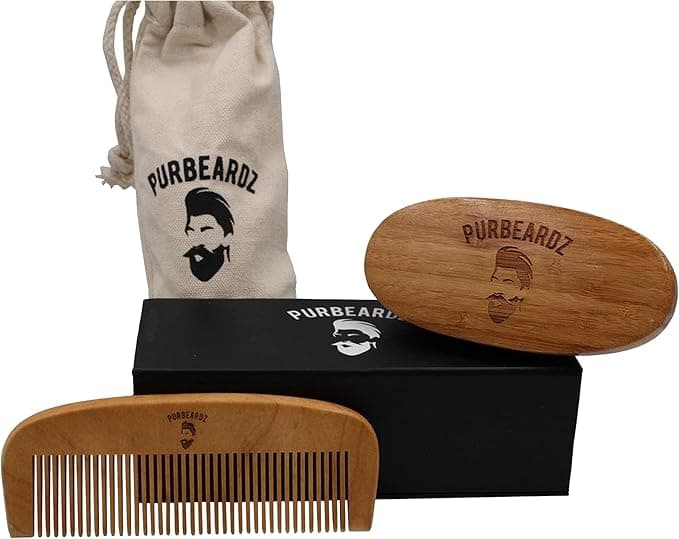 Case of 20 – Beard Comb &amp; Brush Kits – PrimeEdge Corporate Gifts – Bulk Supply for Corporate Gifts, VIP, Employee Rewards – Boar Bristle Brush, Wood Comb, Gift Bag