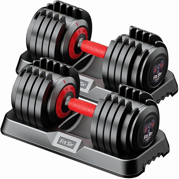 25/55LB Adjustable Dumbbell Set,10 in 1 Free Weights Dumbbell with Anti-Slip Texture Handle,1 Sec Speed Adjustment Men/Women Gym and Home Strength Training Equipment.